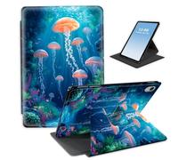HGGJFLYX for iPad mini 7 (A17 Pro) Case 2024/iPad Mini 6 2021,360 Degree Rotating Multi-Angle Viewing Stand Cover 8.3" for iPad mini 7/6 Gen,Auto Sleep/Wake,Orange Jellyfish Underwater