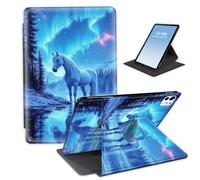 HGGJFLYX for iPad Pro 11 Inch 2022/2021/2020/2025,360 Degree Rotating Multi-Angle Viewing Stand Cover for iPad Air 5th 2022/iPad 4th 2020 10.9 Inch,Auto Sleep/Wake,White Horse Aurora Lake