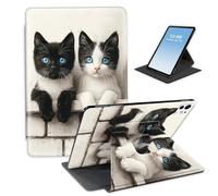 HGGJFLYX for iPad Pro 11 Inch 2022/2021/2020/2025,360 Degree Rotating Multi-Angle Viewing Stand Cover for iPad Air 5th 2022/iPad 4th 2020 10.9 Inch,Auto Sleep/Wake,Black White Cats Blue Eyes