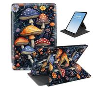 HGGJFLYX for iPad Pro 12.9 Inch 2022/2021/2020,360 Degree Rotating Multi-Angle Viewing Leather Stand Cover 12.9" for iPad Pro 2022/2021/2020,Auto Sleep/Wake,Colorful Mushrooms Floral