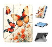 HGGJFLYX for iPad Pro 13 2024 Case with Pencil Holder, Foldable Y-Shaped Protective Cover, Stylish Clear Multi-Angle Viewing & Auto Sleep/Wake Tablet Case, Butterfly Flower Watercolor