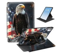 HGGJFLYX for iPad Pro 13 Inch 2024, 360 Degree Rotating Multi-Angle Viewing Stand Cover for iPad Pro 13 Inch 2024, Auto Sleep/Wake, Bald Eagle American Flag