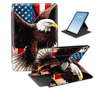 HGGJFLYX for iPad Pro 13 Inch 2024,360 Degree Rotating Multi-Angle Viewing Stand Cover for iPad Pro 13 Inch 2024,Auto Sleep/Wake,Eagle American Flag