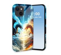 HGGJFLYX for iPhone 14 Plus Case, Dual Layer Shockproof Phone Case,Hard PC & Silicone Heavy Duty Full-Body Protective Bumper,Sky Battle Dragons Slim Glossy Phone Cover for iPhone 14 Plus