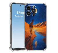 HGGJFLYX for iPhone 14 Pro Max Case, Slim Transparent Clear TPU Shockproof Phone Case, Scratch-Resistant Full Body Protective Cover for iPhone 14 Pro Max, Camel Red Moon Desert Oasis