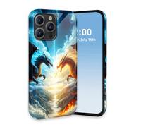 HGGJFLYX for iPhone 16 Pro Max Case, Dual Layer Shockproof Phone Case,Hard PC & Silicone Heavy Duty Full-Body Protective Bumper,Sky Battle Dragons Slim Glossy Phone Cover for iPhone 16 Pro Max