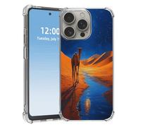 HGGJFLYX for iPhone 16 Pro Max Case, Slim Transparent Clear TPU Shockproof Phone Case, Scratch-Resistant Full Body Protective Cover for iPhone 16 Pro Max, Camel Red Moon Desert Oasis