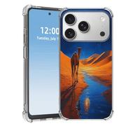 HGGJFLYX for iPhone 17 Pro Max Case, Slim Transparent Clear TPU Shockproof Phone Case, Scratch-Resistant Full Body Protective Cover for iPhone 17 Pro Max, Camel Red Moon Desert Oasis