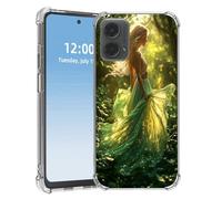 HGGJFLYX for Motorola Moto G 5G 2024 Case, Slim Transparent Clear TPU Shockproof Phone Case, Scratch-Resistant Full Body Protective Phone Cover, Green Forest Elf