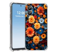 HGGJFLYX for Samsung Galaxy S25 Edge Case,Slim Transparent Clear TPU Shockproof Phone Case,Scratch-Resistant Full Body Protective Cover for Samsung Galaxy S25 Edge,Red Blue Orange Floral