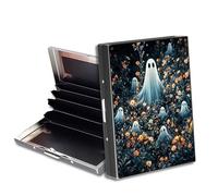 HGGJFLYX Metal Wallet for Men & Women, Slim RFID Blocking Aluminum Credit Card Holder, Minimalist Front Pocket Wallet Thin Business Travel Holder Case-J6, Ghosts in the flower bed, 3.76 x 2.56 x 0.59