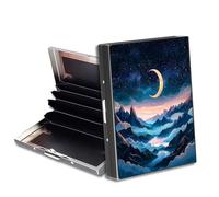 HGGJFLYX Metal Wallet for Men & Women, Slim RFID Blocking Aluminum Credit Card Holder, Minimalist Front Pocket Wallet Thin Business Travel Holder Case-J6, Crescent Moon Mountain Landscape, 3.76 x 2.56