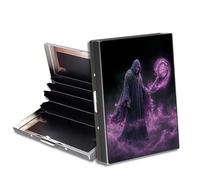 HGGJFLYX Metal Wallet for Men & Women, Slim RFID Blocking Aluminum Credit Card Holder, Minimalist Front Pocket Wallet Thin Business Travel Holder Case-J10, Purple Dark Necromancer, 3.76 x 2.56 x 0.59