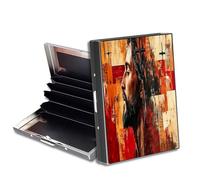 HGGJFLYX Metal Wallet for Men & Women, Slim RFID Blocking Aluminum Credit Card Holder, Minimalist Front Pocket Wallet Thin Business Travel Holder Case-J9, Jesus and Cross Painting, 3.76 x 2.56 x 0.59