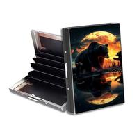 HGGJFLYX Metal Wallet for Men & Women, Slim RFID Blocking Aluminum Credit Card Holder, Minimalist Front Pocket Wallet Thin Business Travel Holder Case-J1, Moonlit Bear Family, 3.76 x 2.56 x 0.59 inch