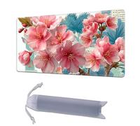 HGGJFLYX Playmat for MTG,24x14 Inch for TCG Playmat with Non-Slip Rubber Base,Smooth Surface Stitched Edges,Magic Card Game Mat with Storage Bag, and Desk Mousepad,Vintage Pink Cherry Blossoms