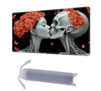 HGGJFLYX Playmat for MTG, 24x14 Inch for TCG Playmat with Non-Slip Rubber Base, Smooth Surface Stitched Edges, Magic Card Game Mat with Storage Bag, and Desk Mousepad, Kiss of Life and Death