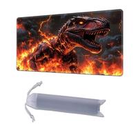 HGGJFLYX Playmat for MTG, 24x14 Inch for TCG Playmat with Non-Slip Rubber Base, Smooth Surface Stitched Edges, Magic Card Game Mat with Storage Bag, and Desk Mousepad, Lava Dinosaur Beast