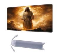 HGGJFLYX Playmat for MTG,24x14 Inch for TCG Playmat with Non-Slip Rubber Base,Smooth Surface Stitched Edges,Magic Card Game Mat with Storage Bag, and Desk Mousepad,Divine in Golden Light