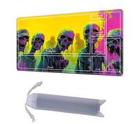 HGGJFLYX Playmat with Zone for MTG,24x14 Inch for TCG Playmat with Non-Slip Rubber Base,Smooth Surface Stitched Edges,Magic Card Game Mat with Storage Bag,and Desk Mousepad,Neon Skull Gang