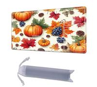 HGGJFLYX Playmat with Zone for MTG,24x14 Inch for TCG Playmat with Non-Slip Rubber Base,Smooth Surface Stitched Edges,Magic Card Game Mat with Storage Desk Mousepad,Autumn Pumpkins and Leaves