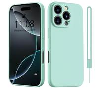 HGH Case for iPhone 16 Pro Max with Lanyard,Slim All-Around Protect with Microfiber Lining Scratch Resistant Silicone Case for iPhone 16 Pro Max 6.9 Inch - Mint Green