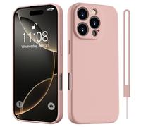 HGH Case for iPhone 16 Pro Max with Lanyard,Slim All-Around Protect with Microfiber Lining Scratch Resistant Silicone Case for iPhone 16 Pro Max 6.9 Inch - Pink