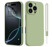 HGH Case for iPhone 16 Pro Max with Lanyard,Slim All-Around Protect with Microfiber Lining Scratch Resistant Silicone Case for iPhone 16 Pro Max 6.9 Inch - Matcha Green