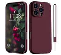 HGH Case for iPhone 16 Pro with Lanyard,Slim All-Around Protect with Microfiber Lining Scratch Resistant Silicone Case for iPhone 16 Pro 6.3 Inch - Deep Red