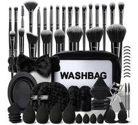 HGHDBT 56Pcs Black Makeup Brushes Set Professional with Case Premium Synthetic for Foundation Concealer Blush Eyeshadow Powder Contour Makeup Brush Kit Face Eye Make up Brushes & Tools
