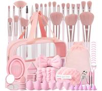 HGHDBT 72 Pcs Pink Professional Makeup Brushes Set with Premium Synthetic Case for Foundation, Concealer, Blush, Eyeshadow, Powder, Contour, Makeup Brushes, Brushes and Tools