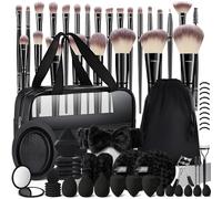 HGHDBT 72Pcs Black Makeup Brushes Set Professional with Case Premium Synthetic for Foundation Concealer Blush Eyeshadow Powder Contour Makeup Brush Kit Face Eye Make up Brushes & Tools