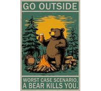 HGIEJPTIK Metal Sign Bear Tin Sign Go Outside Worst Case Scenario A Bear Kills You For Home Office Yard Bearoom Cafe Wall Decor 8x12 Inch