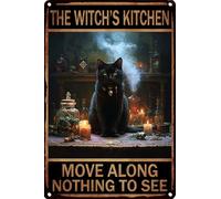 HGIEJPTIK Metal Sign Cat Tin Sign The Witch's Kitchen Move Along Nothing To See For Home Office Yard Garden Shop Cafe Wall Decor 12x16 Inch