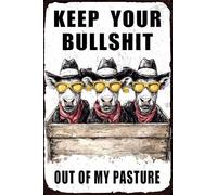 HGIEJPTIK Metal Sign Cow Tin Sign Keep Your Bullshit Out Of My Pasture For Cow Nest Farm Courtyard Decoration 8x12 Inch