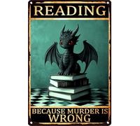 HGIEJPTIK Metal Sign Dragon Tin Sign Reading Because Murder Is Wrong For Home Office Yard Bedroom Cafe Wall Decor 8x12 Inch