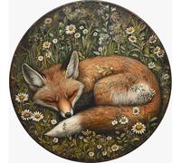 HGIEJPTIK Metal Sign Fox Vintage Round Sign For Home Kitchen Garden Yard Office Decor 12x12 Inch