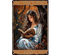 HGIEJPTIK Metal Sign Girl Tin Sign And I Think To Myself What A Wonderful World For Home Office Yard Bearoom Cafe Wall Decor 8x12 Inch