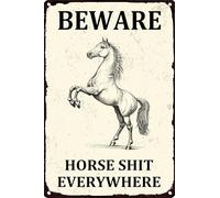 HGIEJPTIK Metal Sign Horse Tin Sign Beware Horse Everywhere For The Courtyard Decoration Of Ma She Farm 12x16 Inch