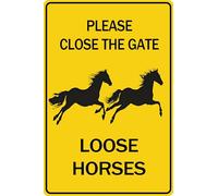 HGIEJPTIK Metal Sign Horse Tin Sign Please Close The Gate Loose Horses For The Courtyard Decoration Of Ma She Farm 12x16 Inch