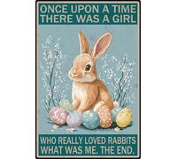 HGIEJPTIK Metal Sign Rabbit Tin Sign Once Upon A Time There Was A Girl Who Really Loved Rabbit It Was Me The End For Home Office Yard Bearoom Cafe Wall Decor 8x12 Inch
