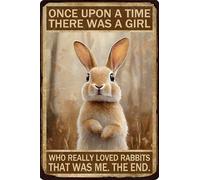 HGIEJPTIK Metal Sign Rabbit Tin Sign Once Upon A Time There Was A Girl Who Really Loved Rabbit It Was Me The End For Home Office Yard Bearoom Cafe Wall Decor 8x12 Inch