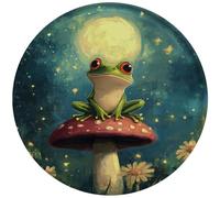 HGIEJPTIK Metal Sign The Frog Under The Moon Funny Round Sign For Home Kitchen Garden Yard Office Decor 8x8 Inch
