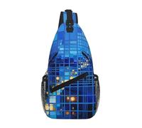 HGIUYDRD Blues City Print Crossbody Chest Bag, Trendy Sling Bag Lightweight Hiking Backpack for Daily Use