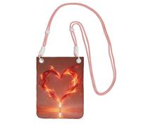 HGIUYDRD Candlelight Love Stylish Crossbody Bags - Valentine's Day Phone Pouch with Red Heart Print for Daily Wear