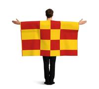 HGIUYDRD Check Red Yellow Print Flag Cape with Sleeves, Flag Costume for 2026 World Cup Sports Game Festival Party