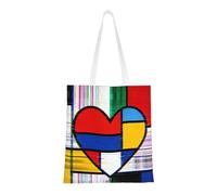 HGIUYDRD Colorful Heart Window Print Canvas Handheld Shopping Tote Bag for Work, Shopping, Travel Large Capacity Tote Bag