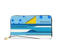 HGIUYDRD Geometric Beach Print Women's Wallet, Stylish Compact Small Wallets with Full-Print Two-Sided Design