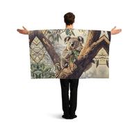 HGIUYDRD Koala on the Tree Print Flag Cape with Sleeves, Flag Costume for 2026 World Cup Sports Game Festival Party