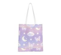 HGIUYDRD Moon Butterflies Dream Print Canvas Handheld Shopping Tote Bag for Work, Shopping, Travel Large Capacity Tote Bag